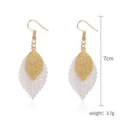 Wholesale Women Fashion Personality Hollow Out Leaf Earrings