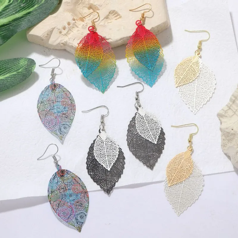 Wholesale Women Fashion Personality Hollow Out Leaf Earrings