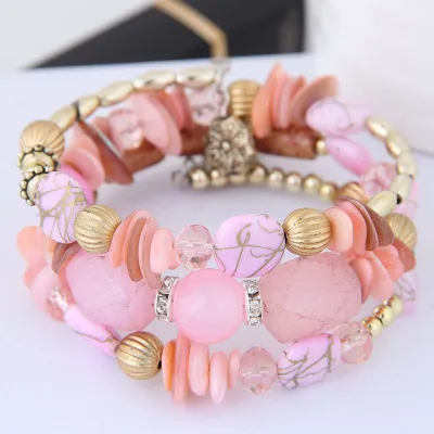 Wholesale Women Retro Turquoise Agate Beaded Multilayer Winding Bracelet Set