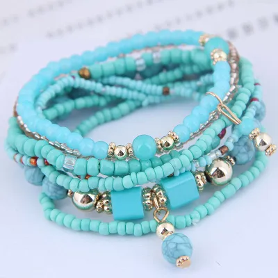 Women Fashion Boho Style Multilayer Beaded Stretch Bracelet Set