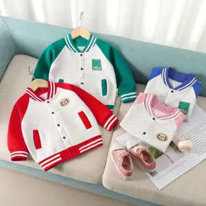 Kids Toddler Boys Girls Plush Long-Sleeved Baseball Jacket Unisex Cotton Crew Neck