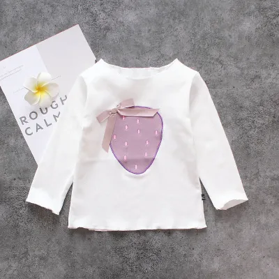 Kids Toddler Girls Long-Sleeved Cotton Cartoon Patch T-Shirt