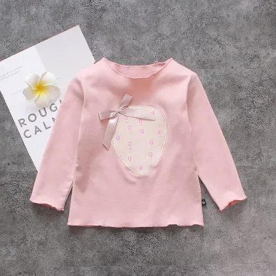 Kids Toddler Girls Long-Sleeved Cotton Cartoon Patch T-Shirt