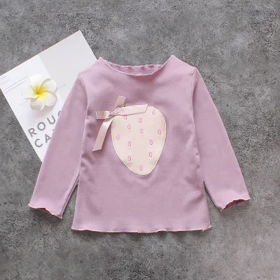 Kids Toddler Girls Long-Sleeved Cotton Cartoon Patch T-Shirt