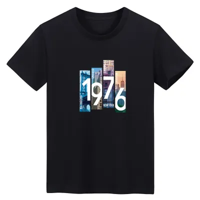 Men Casual Round Neck Short Sleeve Letter Print Slimt T-Shirt