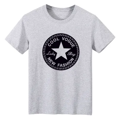 Men Casual Round Neck Short Sleeve Letter Print Slimt T-Shirt