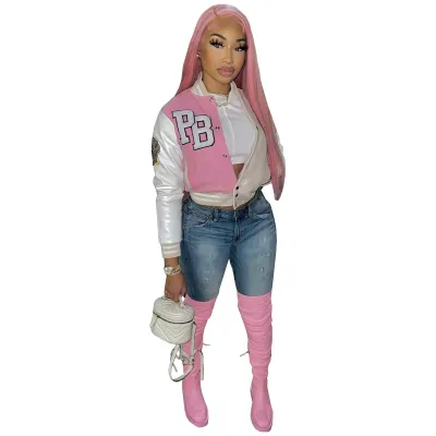 Women Casual Color Block Jacket Street Hipster Style