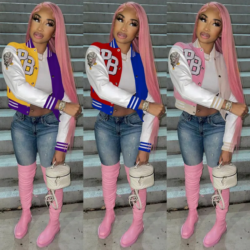 Women Casual Color Block Jacket Street Hipster Style