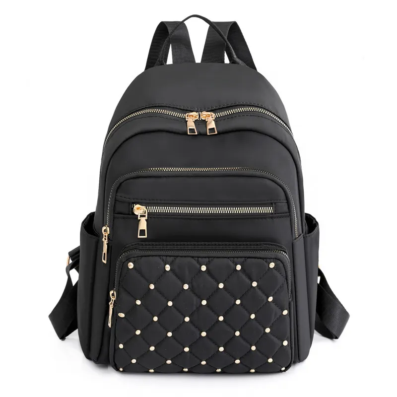 Women Fashion Embroidered Thread Oxford Backpack Nylon Polyester