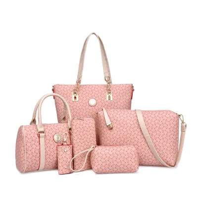 6 In 1 Women's Fashion Arrow Pattern Print Single Shoulder Large-Capacity PU Handbag Wallet Set