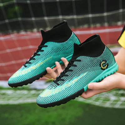 Men Fashion High Top Football Hard Sole Long Spike Short Spike Sneakers