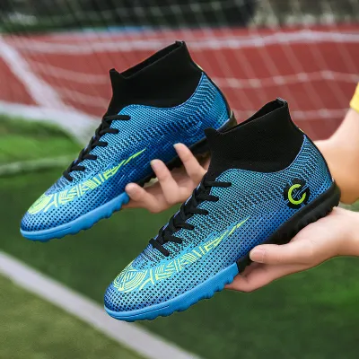 Men Fashion High Top Football Hard Sole Long Spike Short Spike Sneakers
