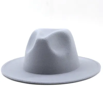 Women Men Retro Solid Color Fedora Hat for Autumn Winter