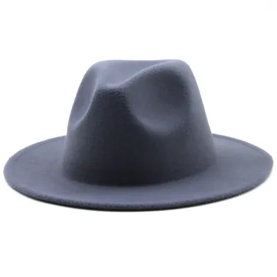 Women Men Retro Solid Color Fedora Hat for Autumn Winter