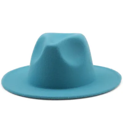 Women Men Retro Solid Color Fedora Hat for Autumn Winter