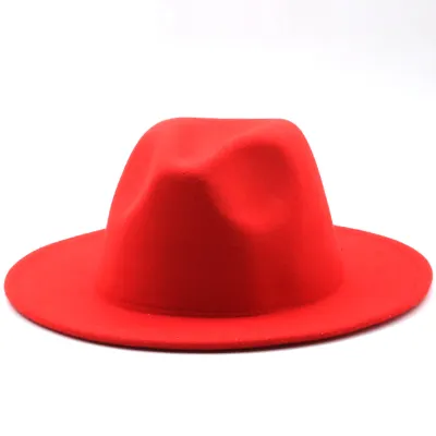 Women Men Retro Solid Color Fedora Hat for Autumn Winter