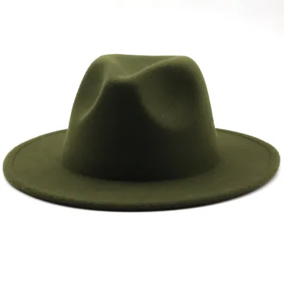 Women Men Retro Solid Color Fedora Hat for Autumn Winter