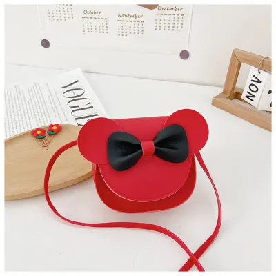 Kids Cute Mini Cat Spliced PU Leather Cartoon Messenger Bag for Toddler