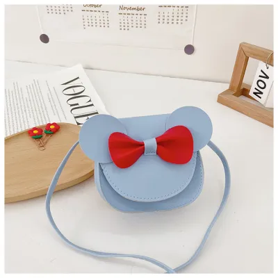 Kids Cute Mini Cat Spliced PU Leather Cartoon Messenger Bag for Toddler