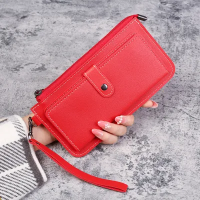 Women Long Multifunctional Multi-Card Zipper Buckle PU Leather Wallet
