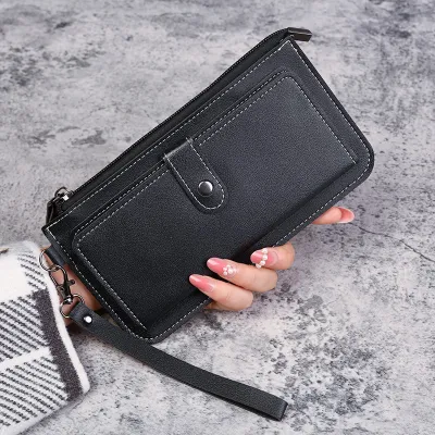 Women Long Multifunctional Multi-Card Zipper Buckle PU Leather Wallet