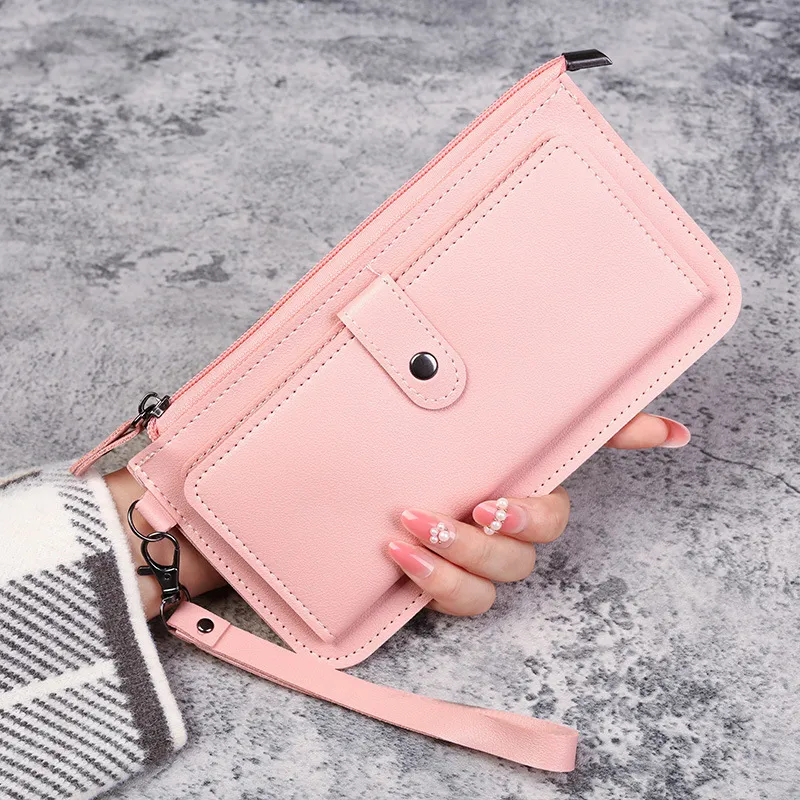 Women Long Multifunctional Multi-Card Zipper Buckle PU Leather Wallet