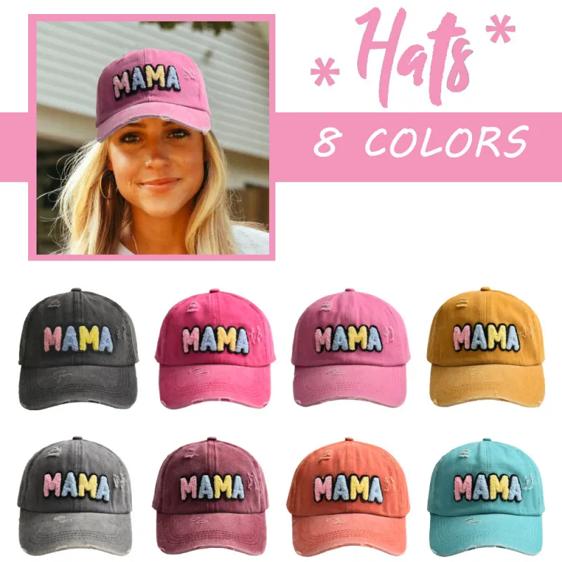 Women Fashion Multicolor Mama Letter Embroidery Baseball Cap