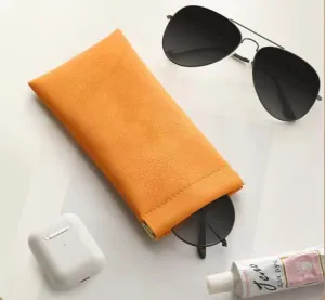 Fashion Solid Color Portable Anti-Pressure Automatic Closing Glasses Case Leather Frame Glasses Storage Bag