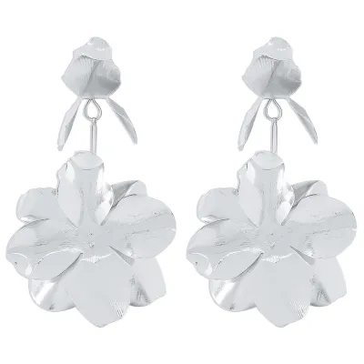 Wholesale Exaggerated Three-Dimensional Floral Metal Earrings