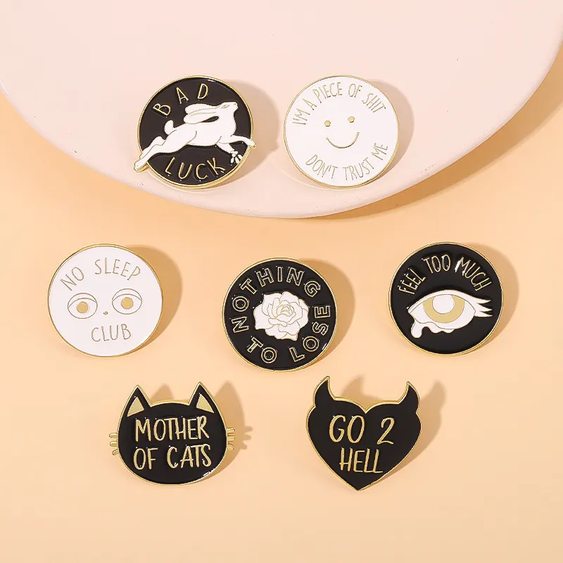 Wholesale Cute Cartoon Cat Creative Personality English Metal Brooch