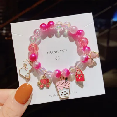 Children Kids Toddlers Cartoon Pearl Beaded Bracelet