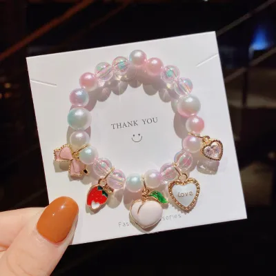 Children Kids Toddlers Cartoon Pearl Beaded Bracelet