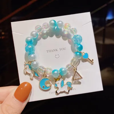 Children Kids Toddlers Cartoon Pearl Beaded Bracelet