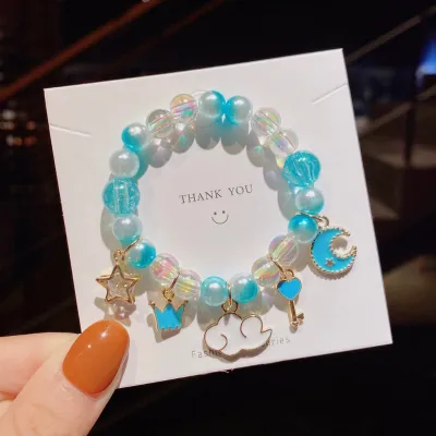 Children Kids Toddlers Cartoon Pearl Beaded Bracelet