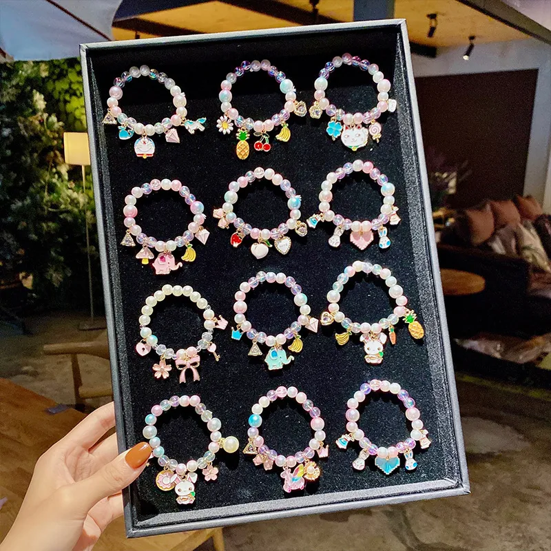Children Kids Toddlers Cartoon Pearl Beaded Bracelet