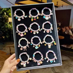 Children Kids Toddlers Cartoon Pearl Beaded Bracelet
