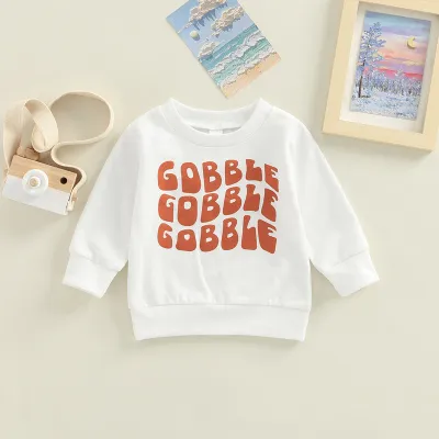 Toddlers Newborn Baby Girls Boys Letter Round Neck Long-Sleeved Cotton Sweatshirt
