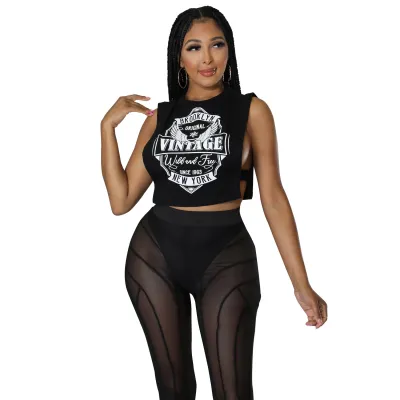 Women Loose Print Sleeveless Tank Top