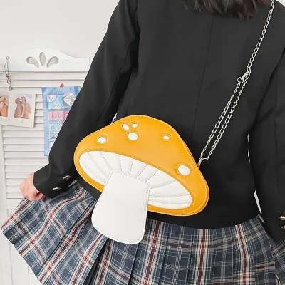 Women Fashion Personality Funny Cute Cartoon Pu Mushroom Shape Crossbody Bag