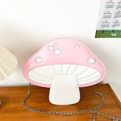 Women Fashion Personality Funny Cute Cartoon Pu Mushroom Shape Crossbody Bag