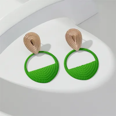 Wholesale Women Exaggerated Hollow Round Stainless Steel Earrings