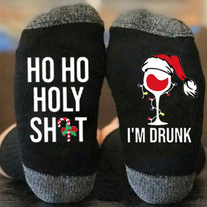 Fashion Alphabet Print Christmas Socks Unisex Cotton Party Novelty Winter