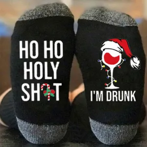 Fashion Alphabet Print Christmas Socks Unisex Cotton Party Novelty Winter