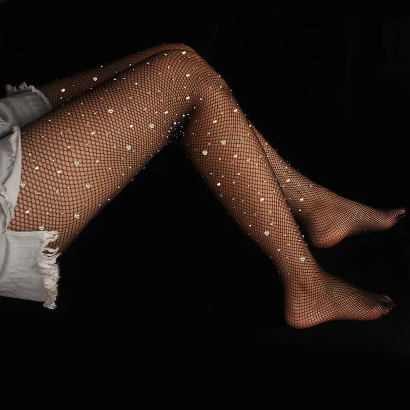 Women Fashion Sexy Multicolor Crystal Diamond Hollow Pantyhose