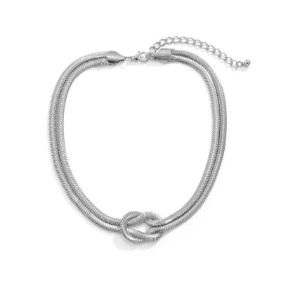 Women's Punk Double Knotted Wrap Hip Hop Statement Metal Necklace