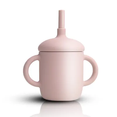 Children Kids Baby Silicone Drinking Straw Cup Training Cup - Straight 13*12*12cm Silica Gel