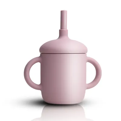 Children Kids Baby Silicone Drinking Straw Cup Training Cup - Straight 13*12*12cm Silica Gel