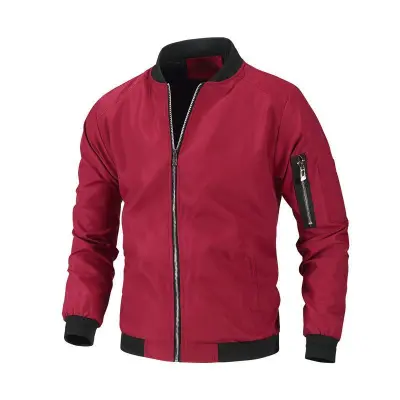 Men Plus Size Casual Stand Collar Zipper Long Sleeve Jacket