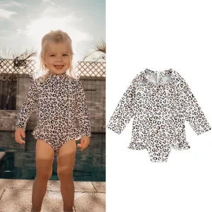 Children Kids Toddlers Girls Leopard Swimsuit One-Piece
