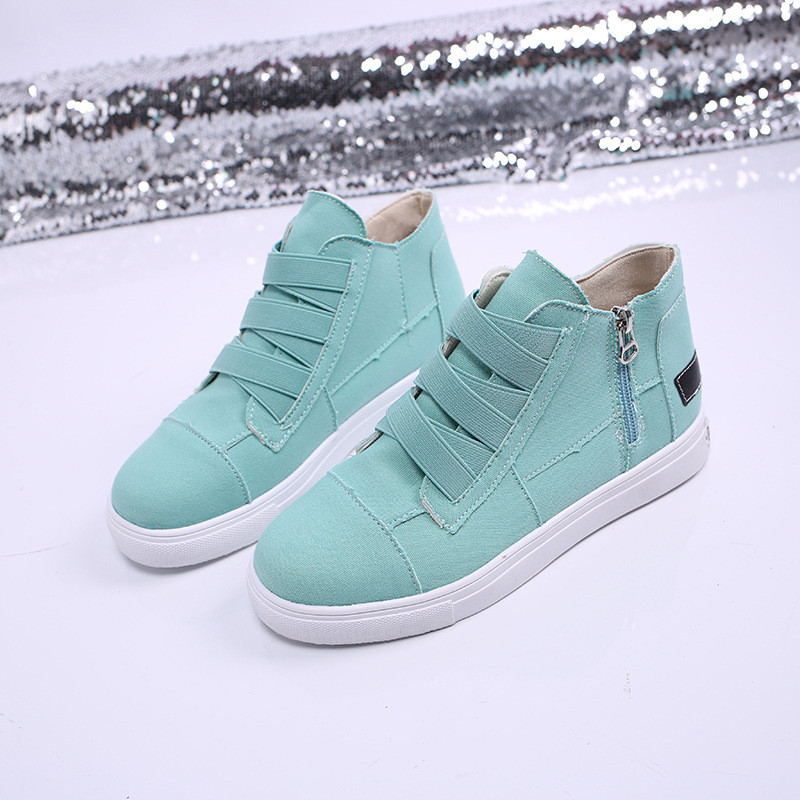 Wholesale Women Fashion Round Toe Mid-Top Canvas Raw Edge Elastic